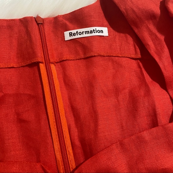 NWT Reformation Gina Red Linen Dress 8 - Picture 5 of 7